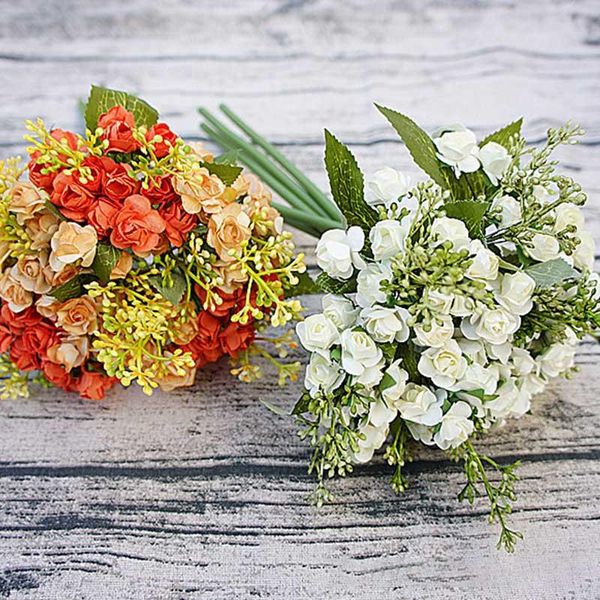 

wedding bridesmaids holding fake roses flower bouquet romantic silk artificial flowers for home garden l supplies decor