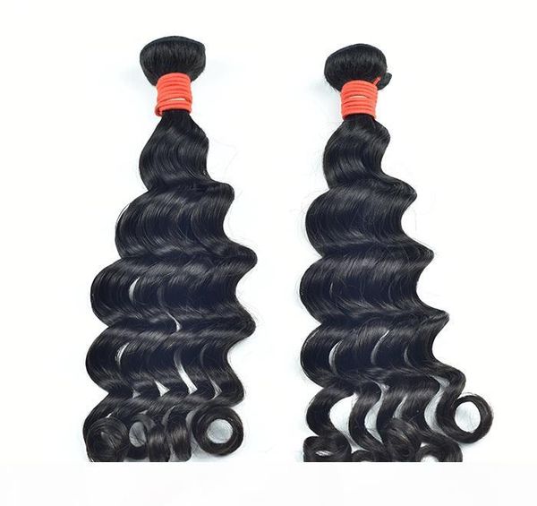 

long hair 3 bundles deep wave hair weaving unprocessed natural black color 100% brazilian virgin remy human hair weft 300g