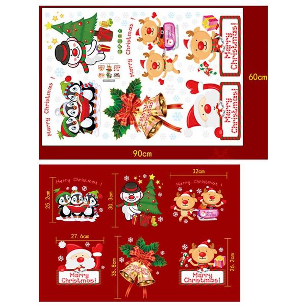 

1pc new xmas stickers for children snowman santa claus snowflake gifts christmas tree wall sticker shop window glass xmas decor wmtshk