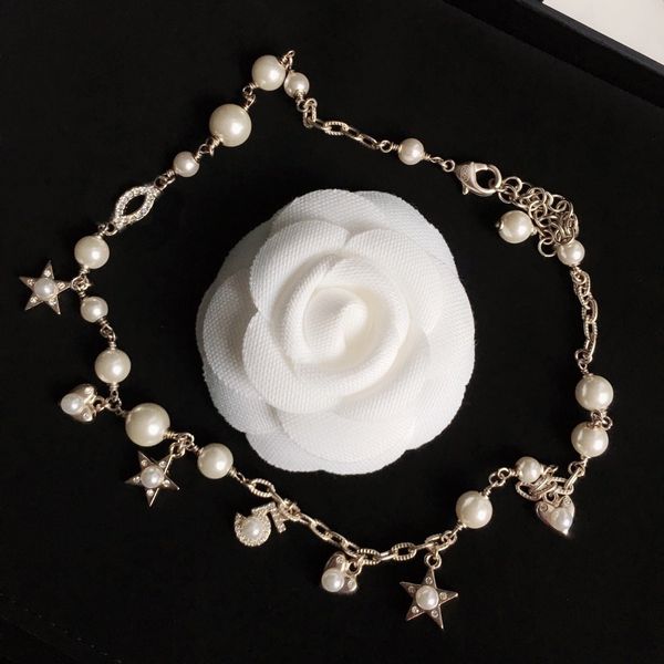 

fashion woman necklace trend necklace pearl necklace star heart long necklaces charm jewelry for gift supply, Silver