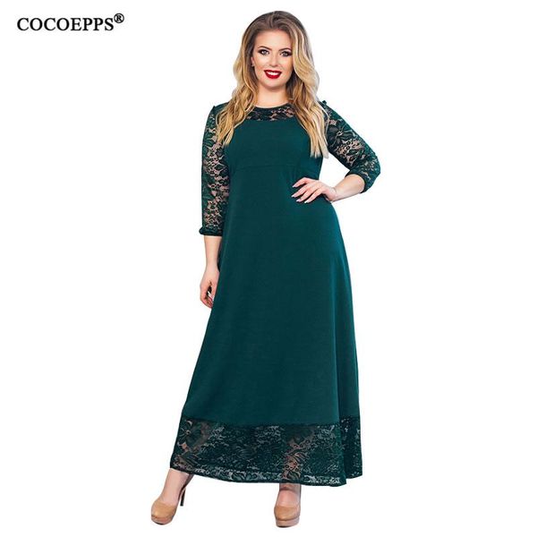 

casual dresses large szie dreses 2021 summer women lace long dress big size patchwork elegant evening party plus sizes female vestidos, Black;gray