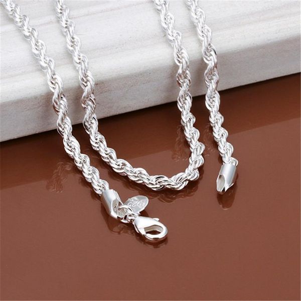 

fashion 4mm twisted rope chain uxury noble ornate silver color for women men necklace fashion jewelry n067 h sqchga