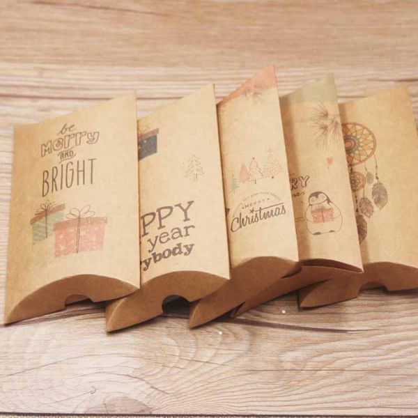 

feiluan gift package 10pcs 8x5.5x2cm 12.5x7x2cm pillow box white kraft halloween merry christmas happy new year pillow gifts wmtngm