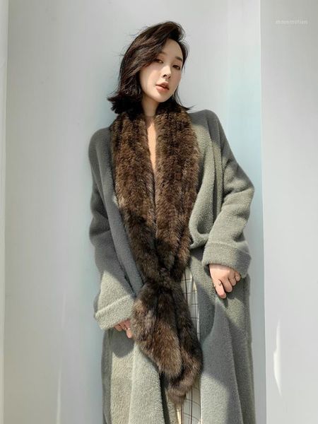 

sable scarf mink series women's scarf women's fur collar winter new style fashion size:180*14cm1, Blue;gray