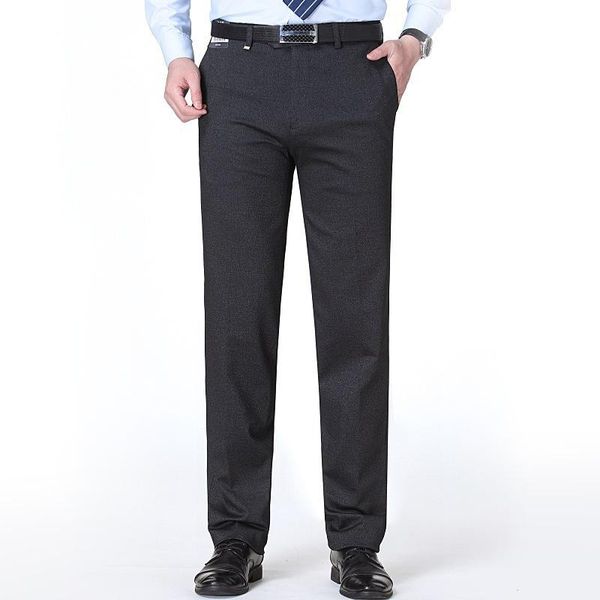 

without pleated pants pants knitting straight middle-aged business man suit men's trousers for dad wash and wear, White;black
