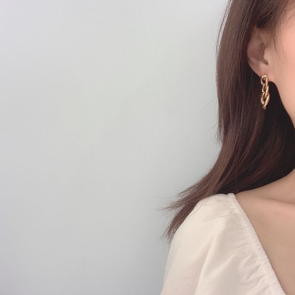 

geometric simple cold chain style ins earrings metal earrings all-match exaggerated