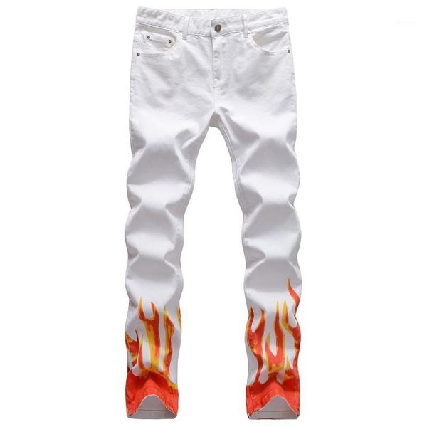 

moruancle mens hi street printed jeans pants fashion streetwear hip hop denim trousers for man straight fit plus size 29-421, Blue