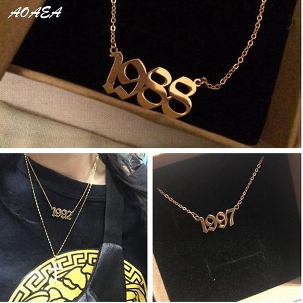 

pendant necklaces old english number necklace font 1991to1999 birthday gift, Silver
