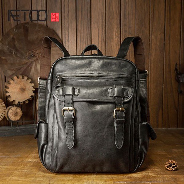 

hbp aetoo cowhide backpack, men's leather leisure travel bag
