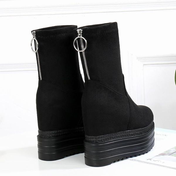 

boots spring and autumn ladies platform shoes. fashion wild korean version of thick-soled with single1, Black