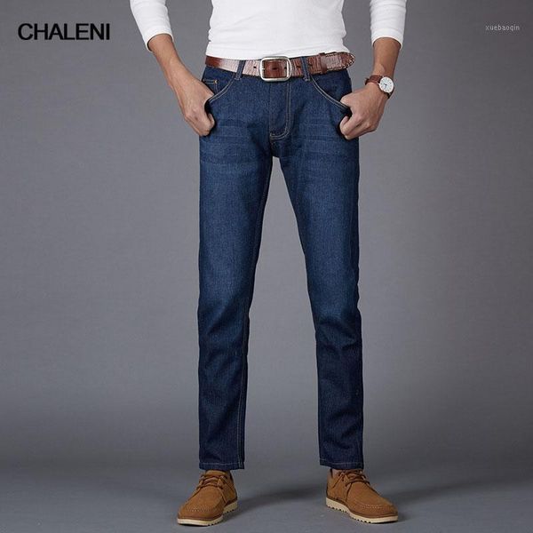 

jeans men cotton straight fashion trousers male casual slim mens pants classic business jeans qc-8581, Blue