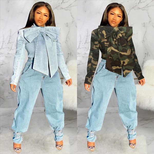 

blue bow denim jacket women standing collar bodycon jeans coat autumn winter causal plus size vintage bomber jacket, Black;brown