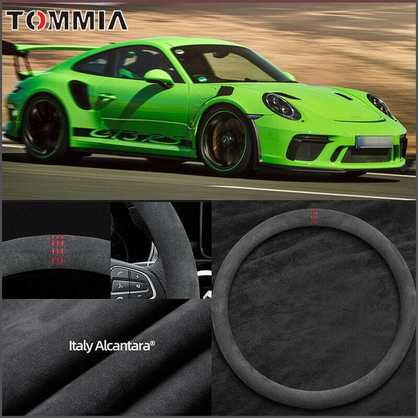 

38cm non-slip black alcantara suede car steering wheel cover for porsche 911