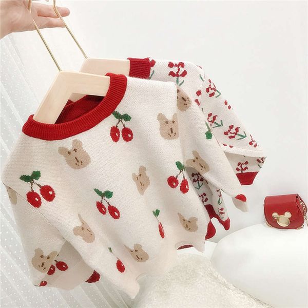 

men's women's autumn and winter clothing new cherry bear korean leisure sweater girl baby children's foreign sle, Blue