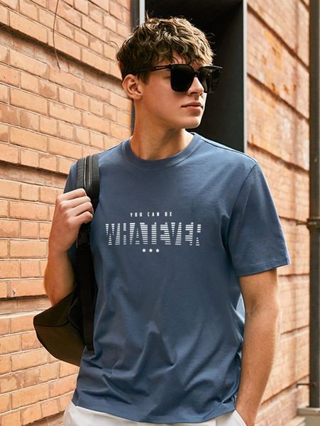 

men star & slogan graphic tee l2lh#, White;black