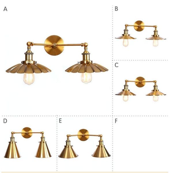 

wall lamp double head bronze iron sconce edison loft industrial vintage led light fixtures adjust bedside lighting