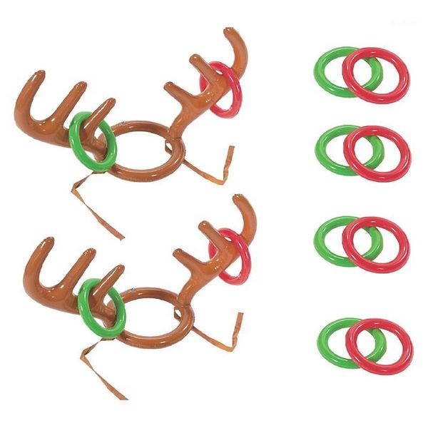 

party hats inflatable antler ring toss, reindeer stocking stuffers for christmas games funny gifts kids adults,1