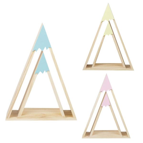 

hooks & rails nordic style wooden snow mountain triple-cornered house shelf children's room home decoration