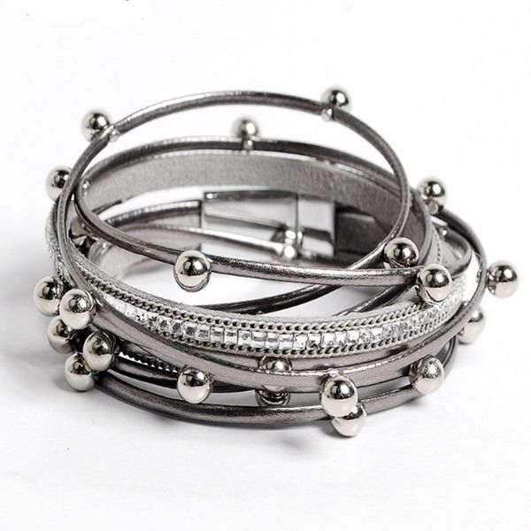 

charm bracelets winter leather fashion with bangle simulated pearl multi-layer women jewelry bracelet christmas gifts