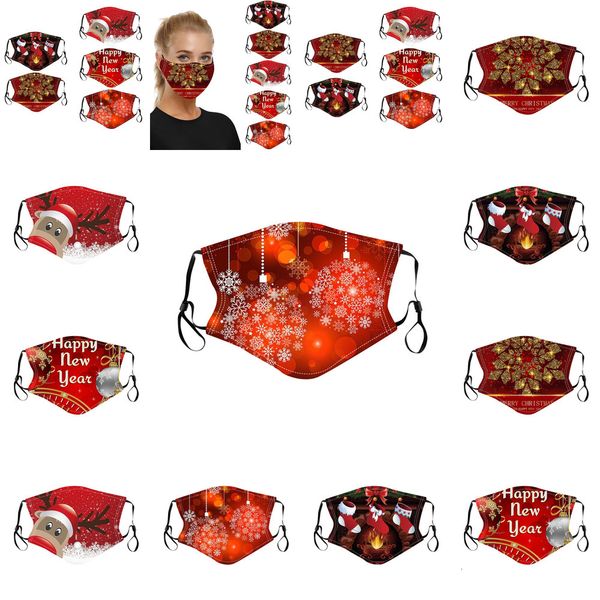 

santa dust-proof 2020 mask christmas breathable fashion face claus elk printing cotton mask adjustable reusabl