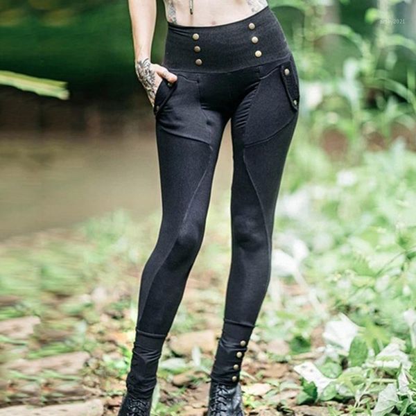 

women's pants & capris women trousers high waist gothic lady side rivets fashion black skinny warmer fit slim leggins1, Black;white