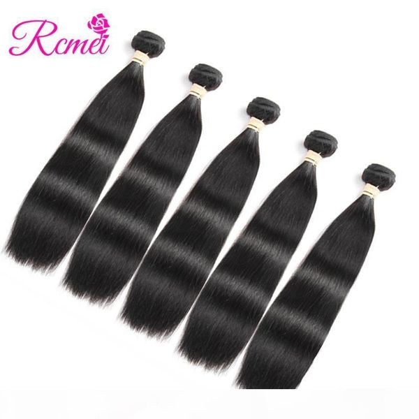 

rcmei peruvian straight hair bundles 8-28inch natural color 100% human hair 5 bundles virgin hair extension 5 piece ing, Black