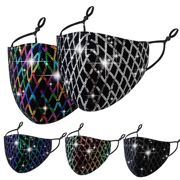 

colorful mask adjustable fashion bling designer dhl facemask washable breathable dustproof face sequin masks ebcwe