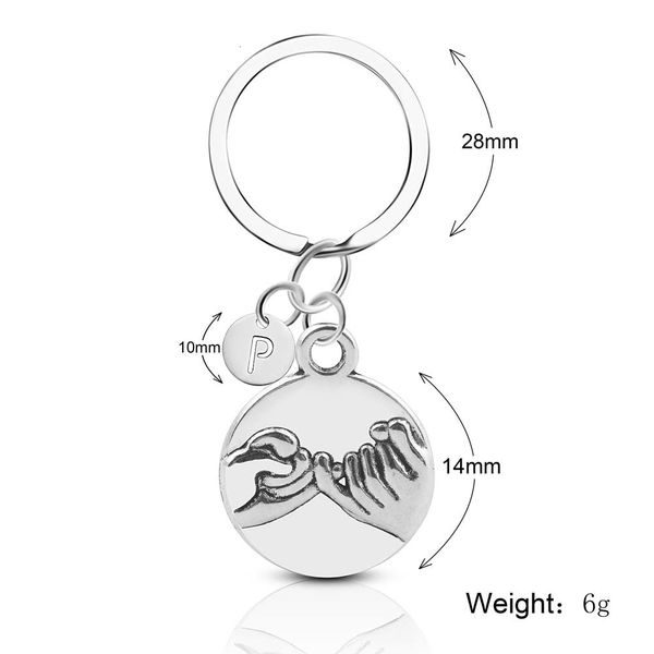 

pendant new fashion 26 letters hand in hand keychain guard family friendship keyring parent-child bff love jewelry gifts, Slivery;golden