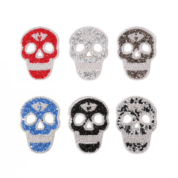 

creative skull design fix rhinestone motifs iron on crystal transfers design patches on clothes diy fabric stickers