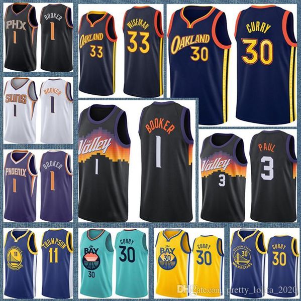 

stephen 30 curry james 33 wiseman golden state warriors jerseys chris 3 paul devin 1 booker charles 34 barkley basketball jersey, Black;red