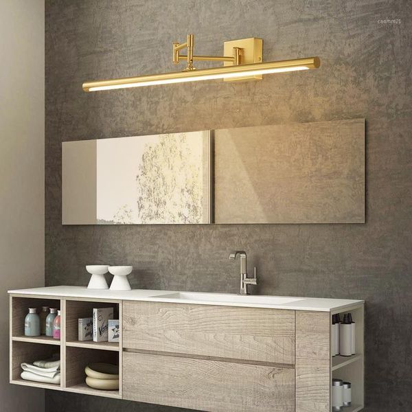 

modern minimalist wall lamps in the bedroom washroom ac220v multi-axis gold mirror light for bathroom 28w copper vanity lighting1