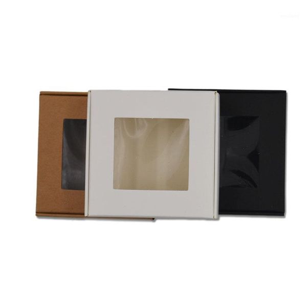 

gift wrap 10pcs diy kraft paper/black/white box with pvc window wedding favors candy cookies christmas party ideas boxes1