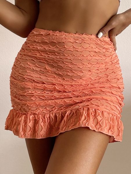 

textured ruffle hem cover up i1te#, White;black