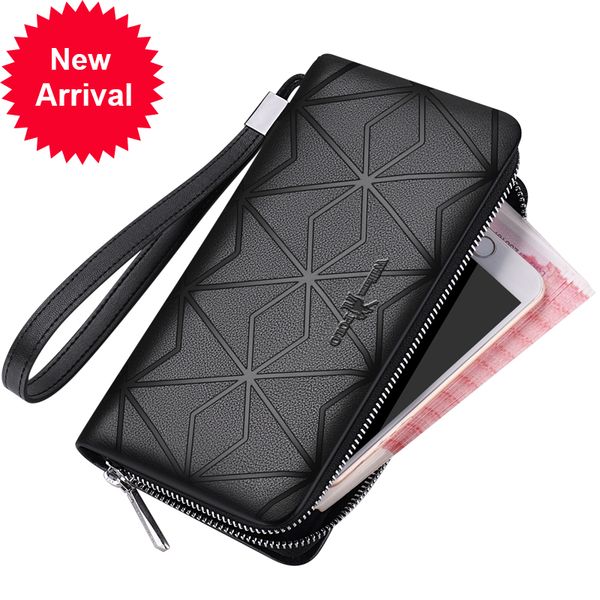 

genuine leather wallet of men rfid lock long pocket, Red;black