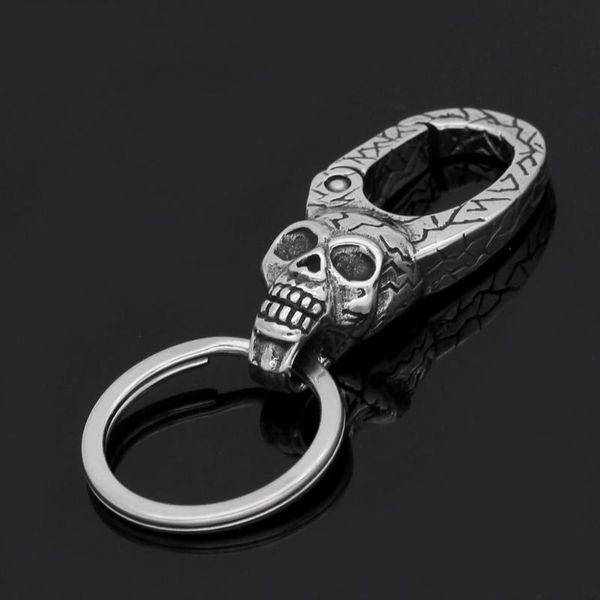 

keychains vikingceltic 316l stainless steel skull keychain, Silver