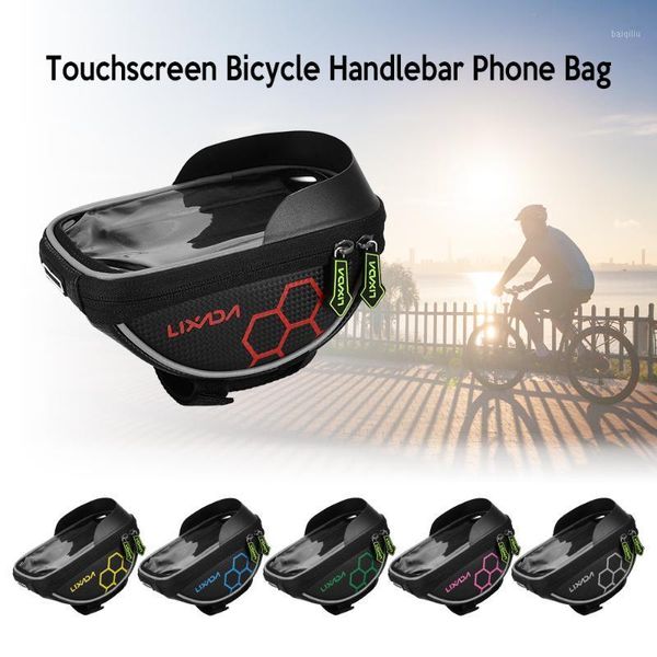 

lixada cycling bicycle bike head tube handlebar cell mobile phone bag case holder case pannier for 6in phone mtb frame bag1