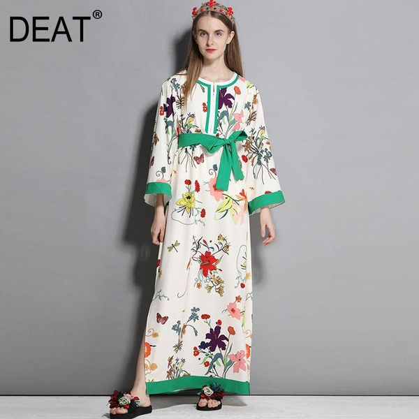 

deat 2021 bohemian resort beach style floral lacing with belt ankl long dress women's slim fresh new autumn fashion tide am009, Black;gray