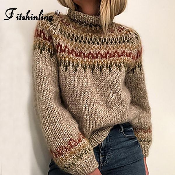 

fitshinling ethic tribe bohemian style sweaters woman clothing vintage autumn winter women's turtleneck jumper knitted pullover1, White;black