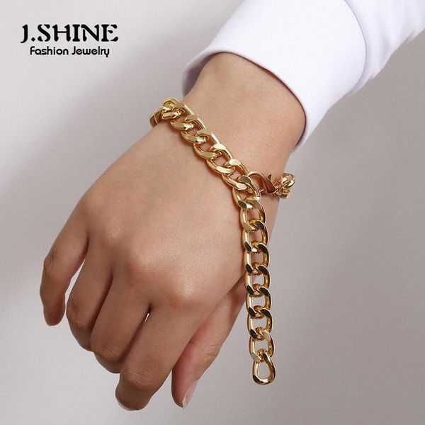 

charm bracelets jshine punk cuban metal thick chain bracelet bangle women men steampunk gold color chunky link couple jewelry, Golden;silver