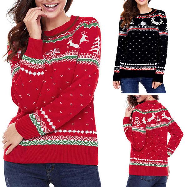 

autumn 2019 women's round neck fawn long sleeve pullover thick sweater, White;black