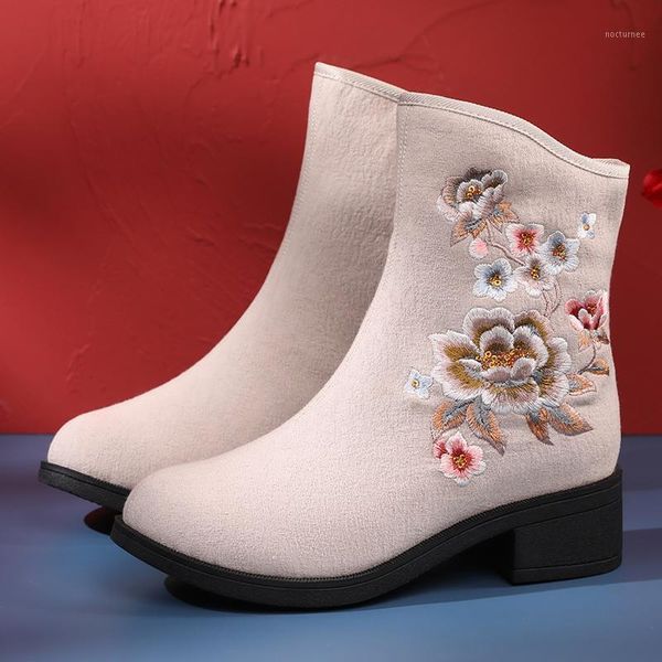 

yuan embroidery new autumn and winter boots for women, chinese style exquisite embroidery zipper high heel boots1, Black