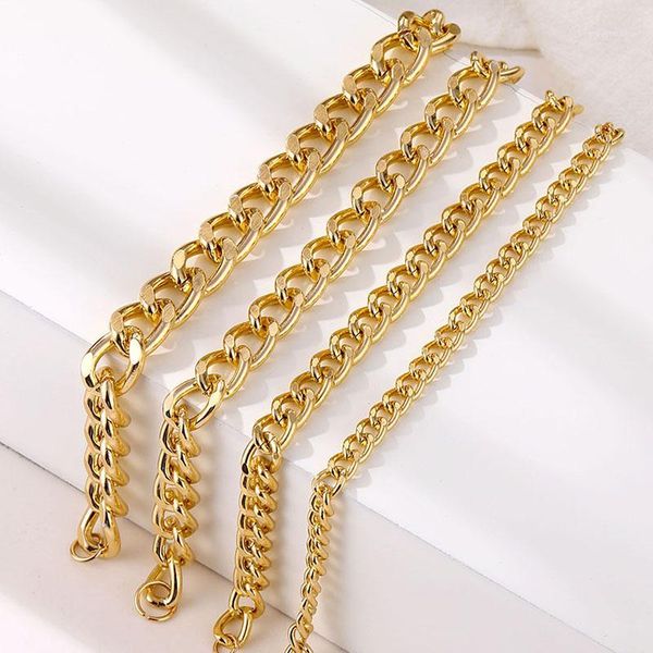 

bracelet for men women curb cuban link chain mens bangles for women wrist chains friends couple bracelet jewelry gifts1, Golden;silver