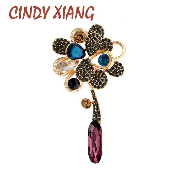 

pins, brooches cindy xiang crystal water-drop flower for women vintage fashion winter large pin brooch 2 colors available, Gray