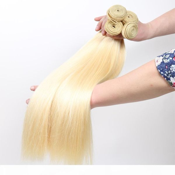 

cuticle aligned silky straight human hair 613 blonde color hair weave 3 bundles full head human hair weave, Black