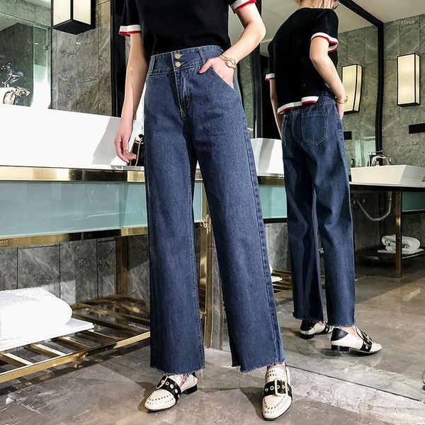 

5xl wide-legged loose straight denim pants female f04941, Blue
