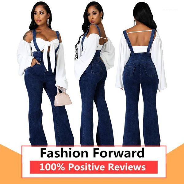 

women's jumpsuits & rompers womens fashion casual dark blue sling denim jumpsuit1, Black;white