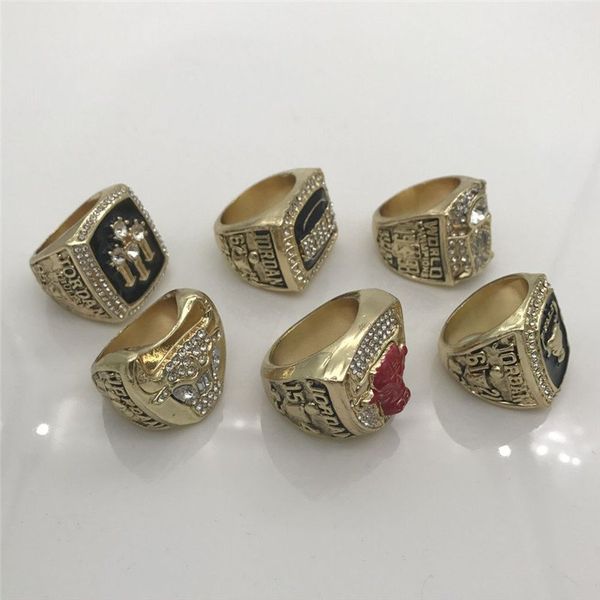 

2020 wholesale 1991 1992 1993 1996 1997 1998 championship ring 6rings set bull s fashion champion ring fan gift wholesale drop shipping, Silver