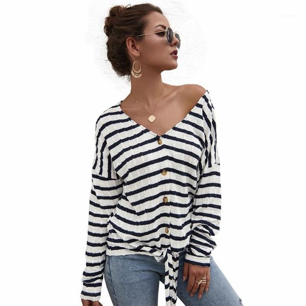 

diwish 2019 new autumn women thin sweater striped v-neck long sleeve casual cardigan women office ladies clothing1, White
