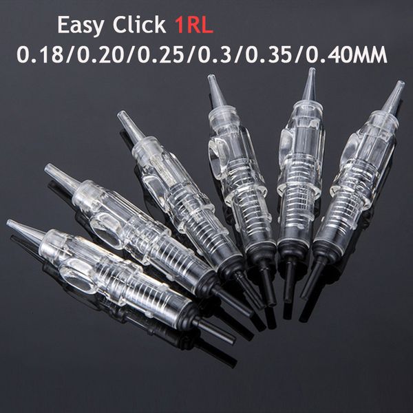 

100pcs agulha easy click universal 600d-g 0.18/0.2/0.25mm 1rl permanent makeup cartridge needles for rotary swiss machine pen
