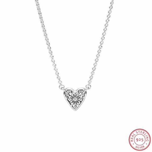 

925 sterling silver 45cm link chain delicately frosty glittering heart of winter collier necklaces for women fine jewelry fln047 q0531